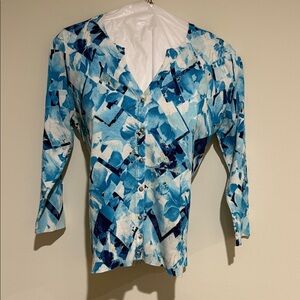 White House Black Market Blue Patterned Cardigan